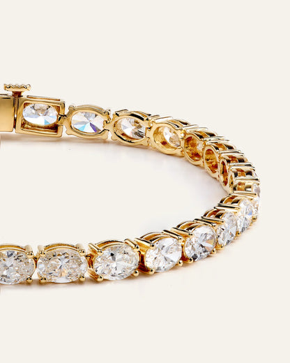 14K Gold Lab Grown Diamond East-West Oval Tennis Bracelet - 10ctw - 6.5" / Yellow Gold