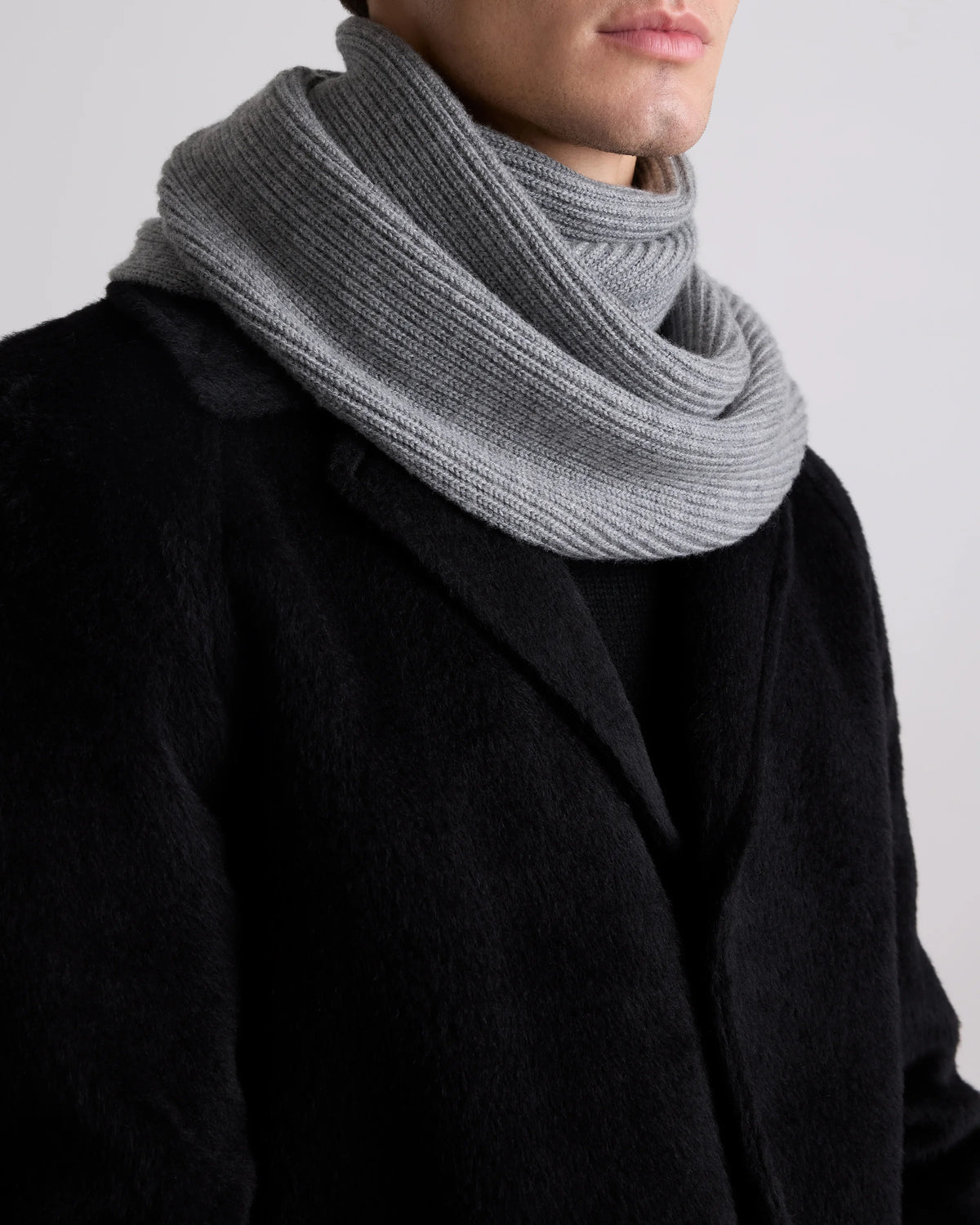 Merino Wool Fisherman Scarf - One Size / Heather Grey