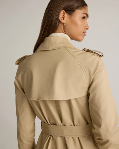 Comfort Stretch Long Trench Coat - XS / Dark Khaki