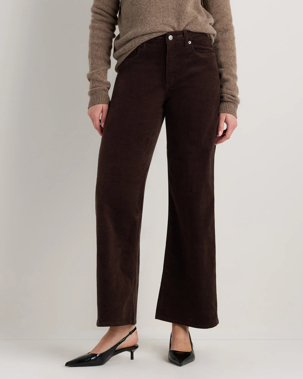 Organic Stretch Corduroy Wide Leg Pants - 0 / Black