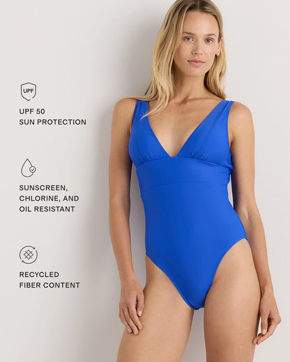 Italian Plunge One-Piece Swimsuit - XS / Deep Navy