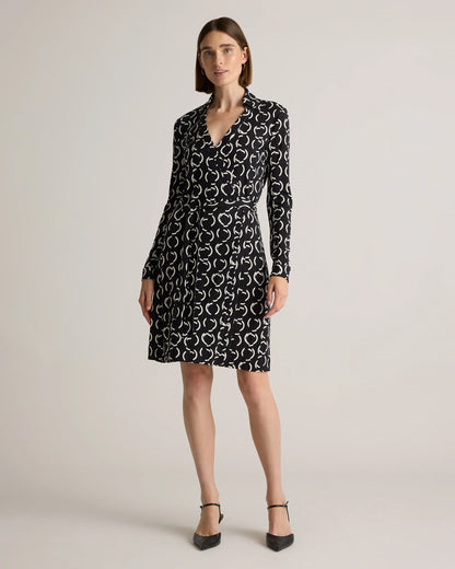 100% Silk Jersey Mini Wrap Dress - XS / Evergreen