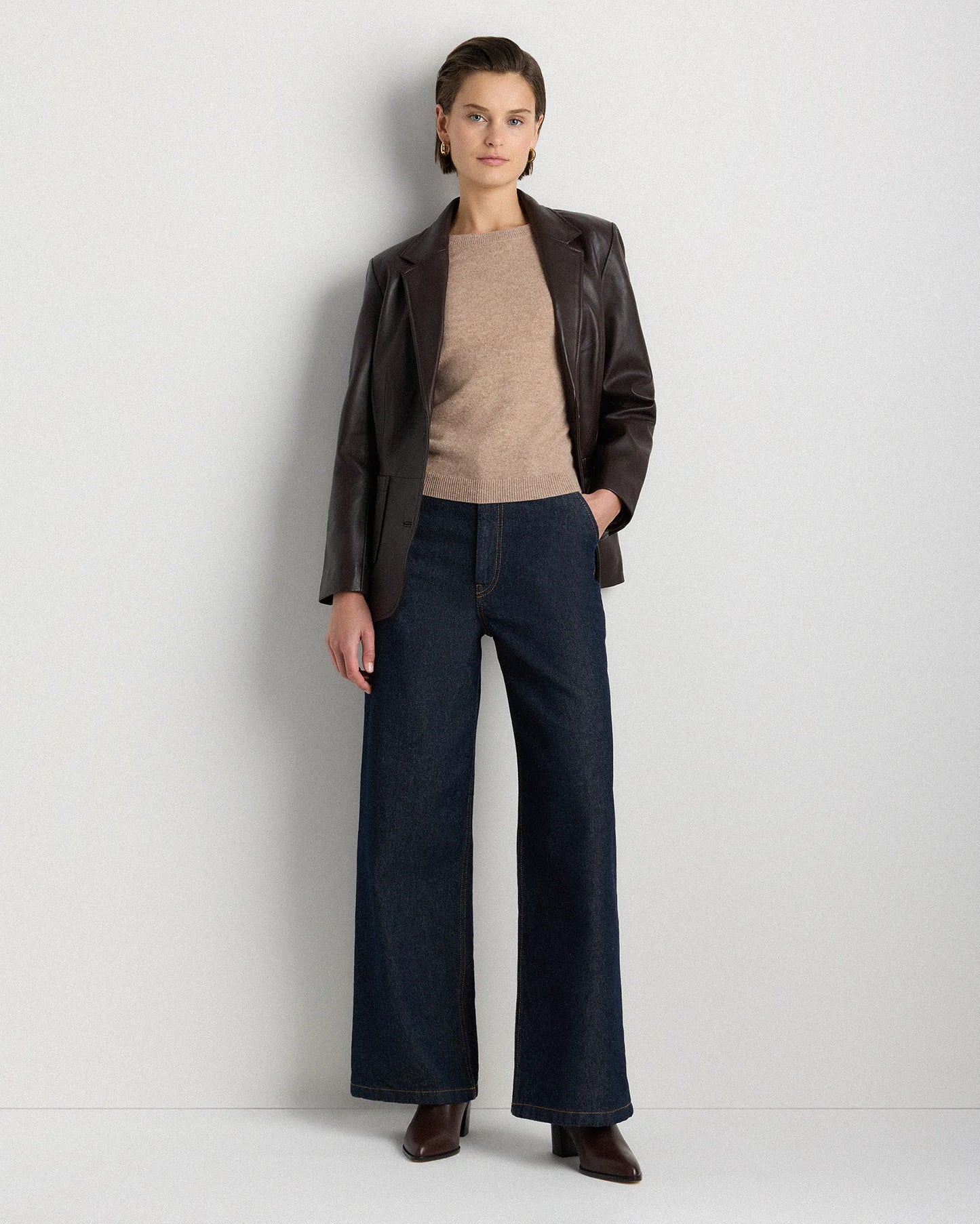 100% Leather Blazer - XS / Rich Brown