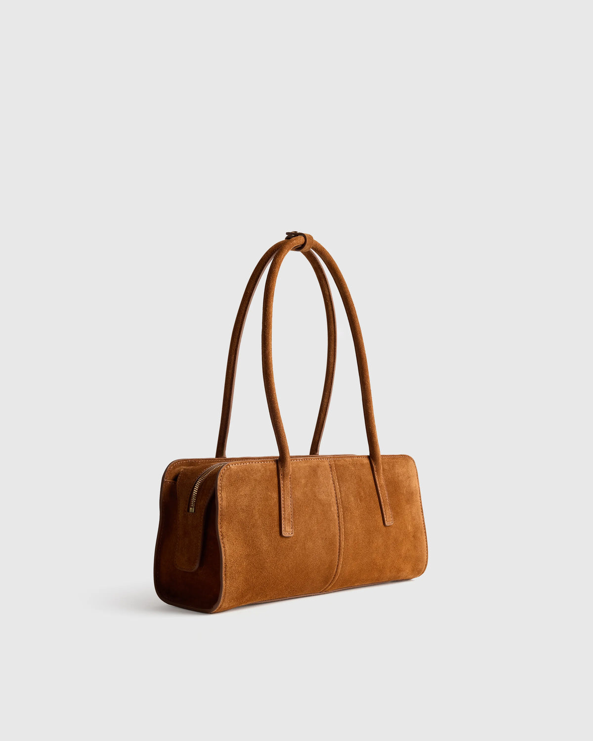 Italian Suede East-West Shoulder Bag - One Size / Whiskey