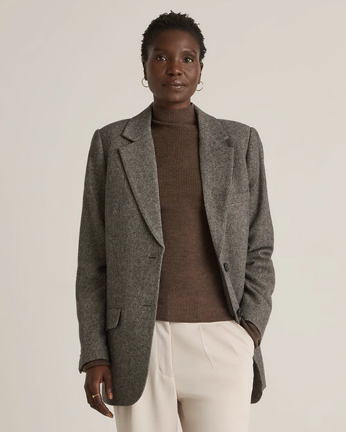 Italian Wool Oversized Blazer - XS / Textured Brown