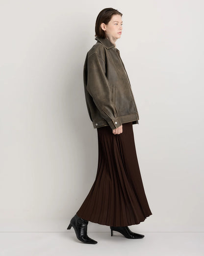 Pleated Matte Midi Skirt - XS / Coffee Bean Brown