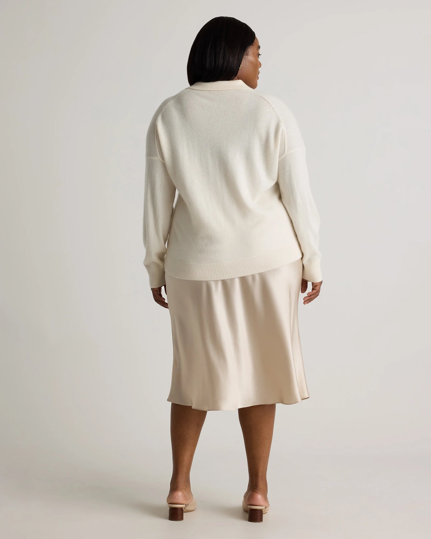 Mongolian Cashmere Polo Sweater - 1X / Ivory