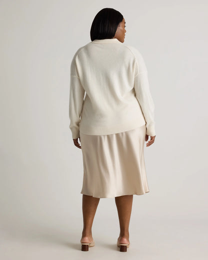 Mongolian Cashmere Polo Sweater - 1X / Ivory