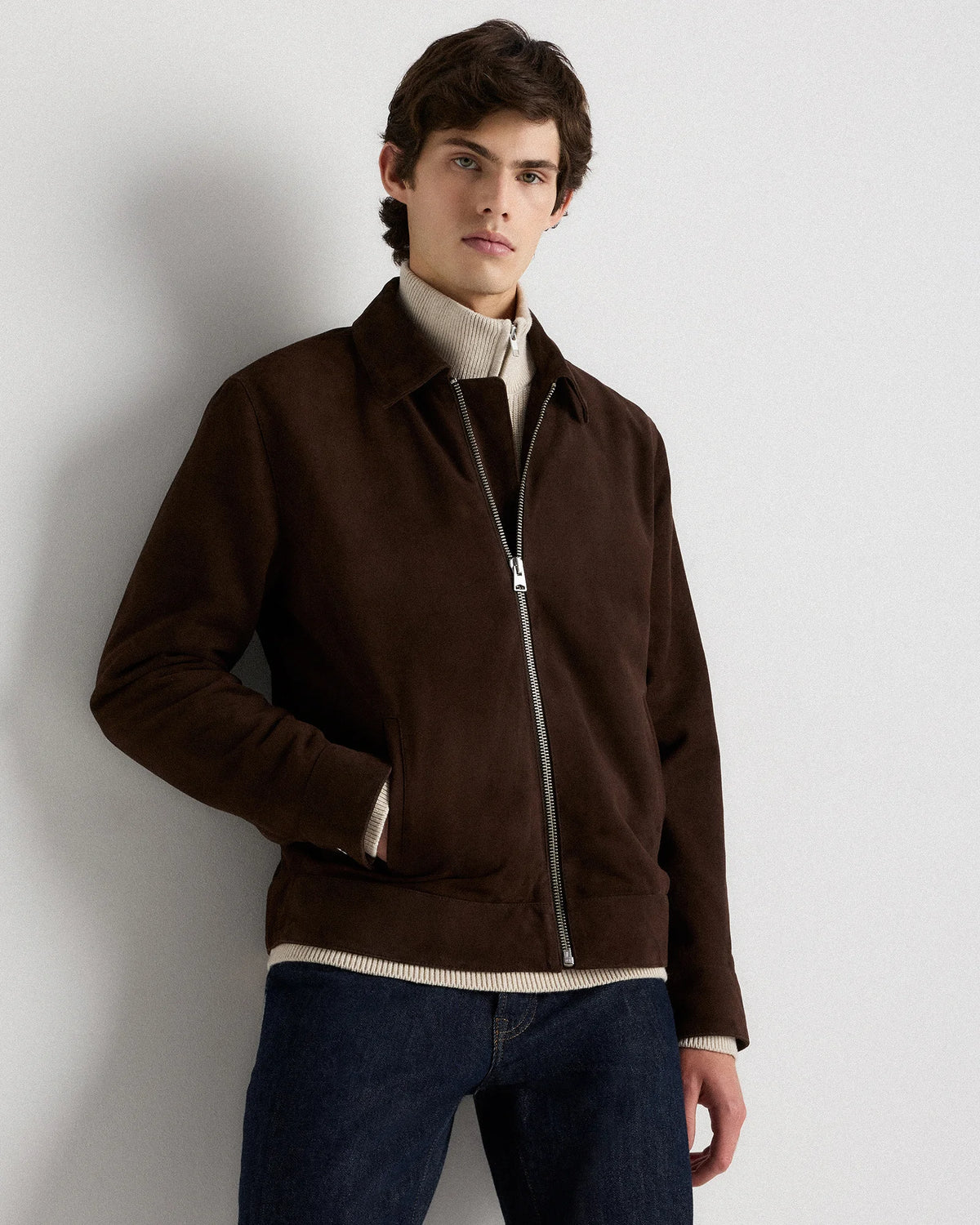 100% Suede Harrington Jacket - S / True Black