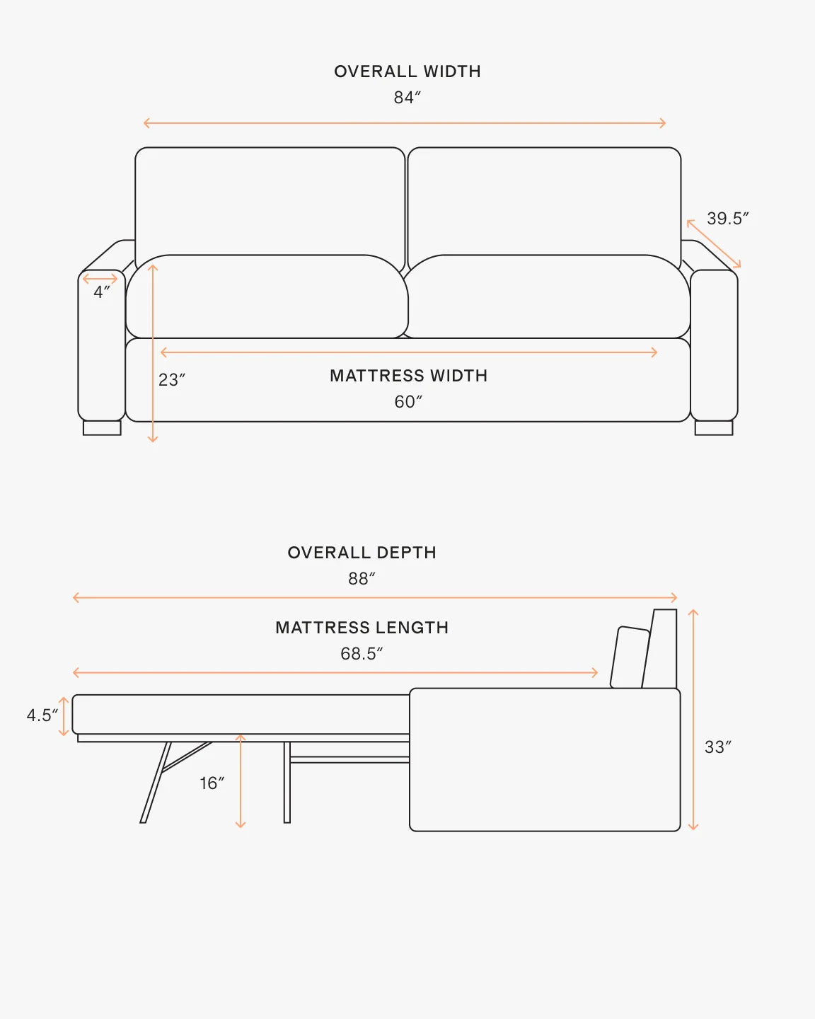 Brennan Sleeper Sofa in Performance Chenille Linen Blend - Queen / Snow