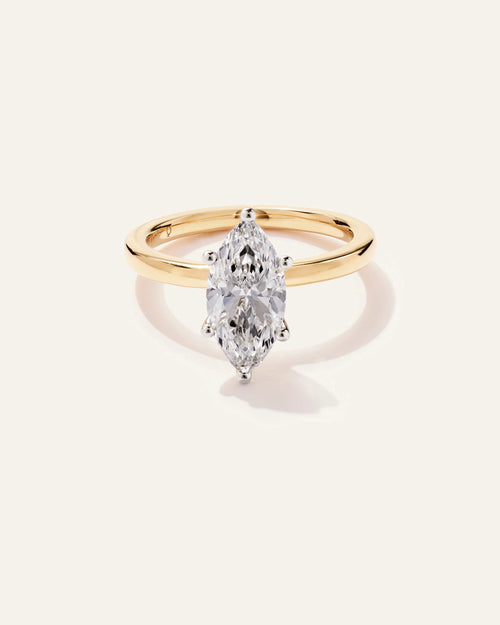 Lab Grown Diamond Marquise Comfort Fit Engagement Ring - 2ct - 4 / Yellow Gold