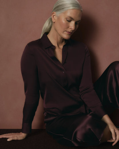 Washable Stretch Silk Blouse - XS / Moonstone Blue