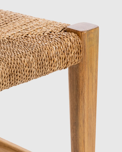 Woven Dining Chair with Solid Oak Frame (Set of 2) - Set of 2 / Golden Tan