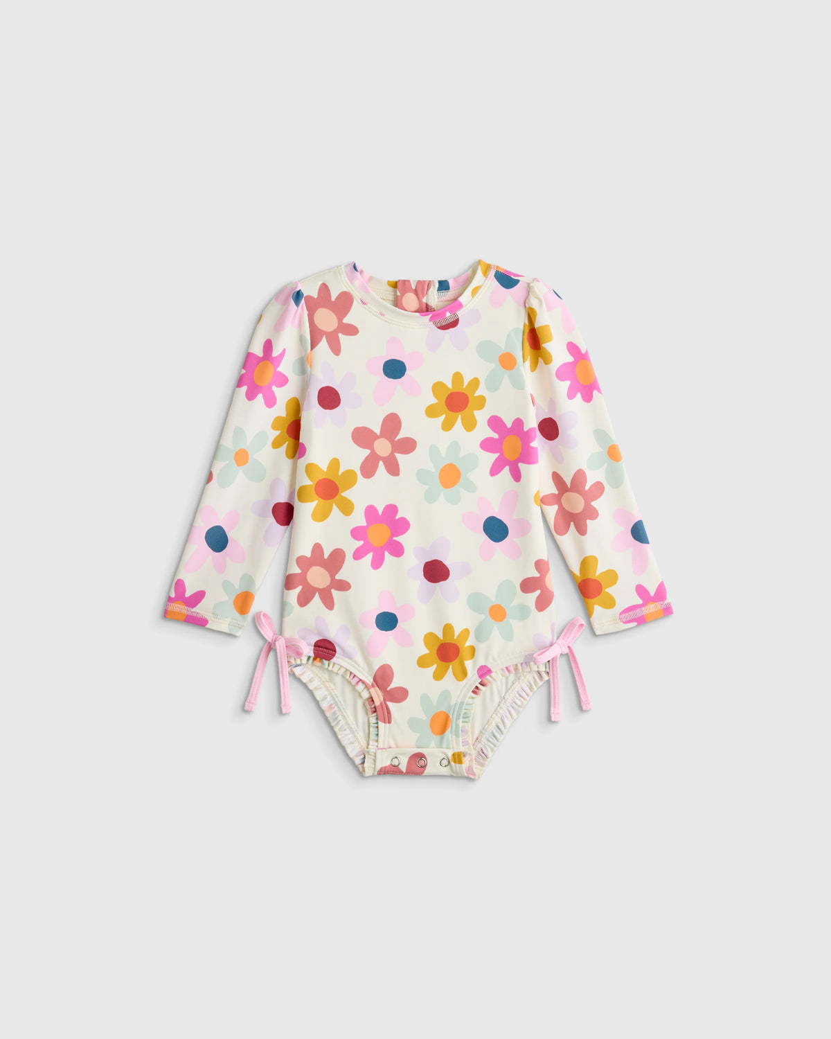 Long Sleeve Tie One-Piece Swimsuit - 2T / Soft Ditsy Floral