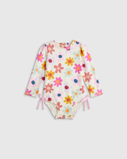 Long Sleeve Tie One-Piece Swimsuit - 2T / Soft Ditsy Floral