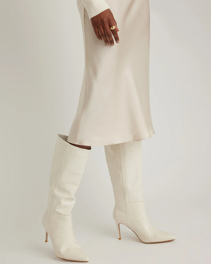 100% Washable Silk Skirt - XS / Champagne
