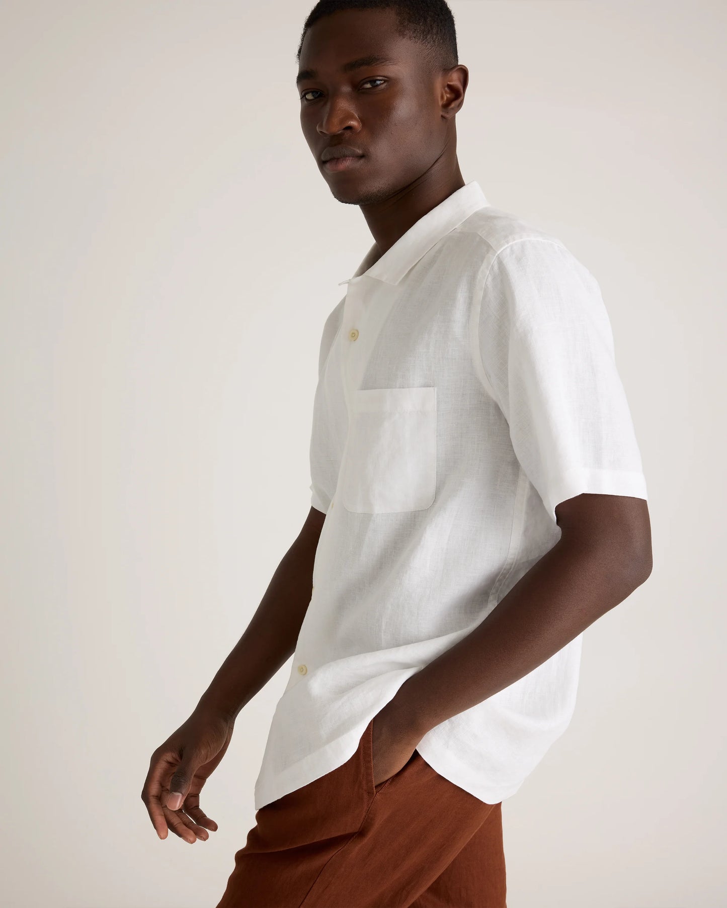 100% European Linen Camp Shirt - XS / Sky Blue Mariner Stripe