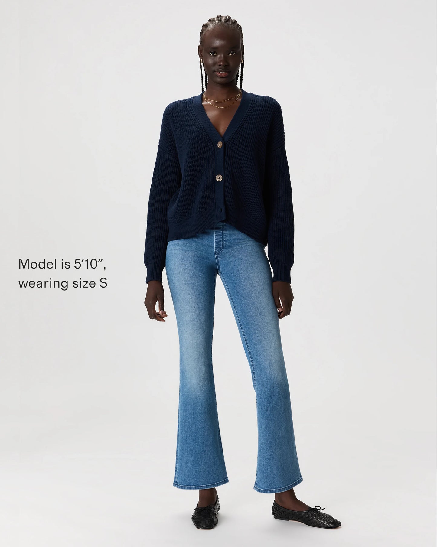 Nina Stretch Pull-On Flare Jeans - XS / Raven Black