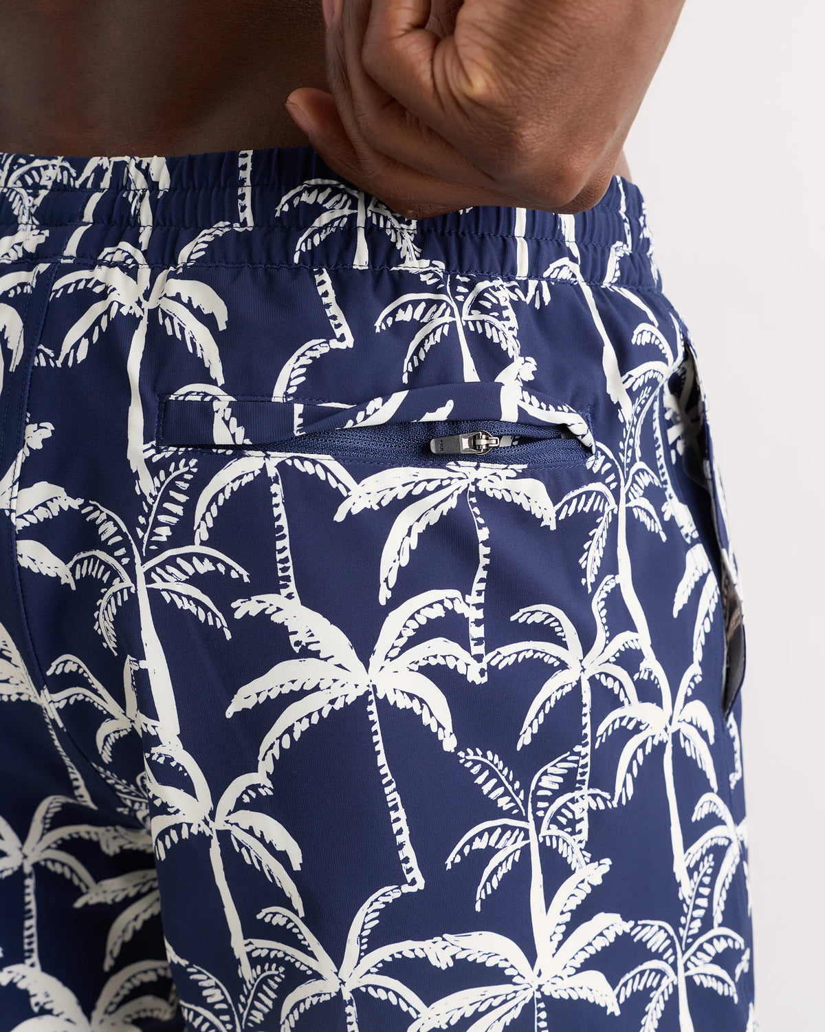 Italian Swim Trunks - 9" - S / Navy Palms