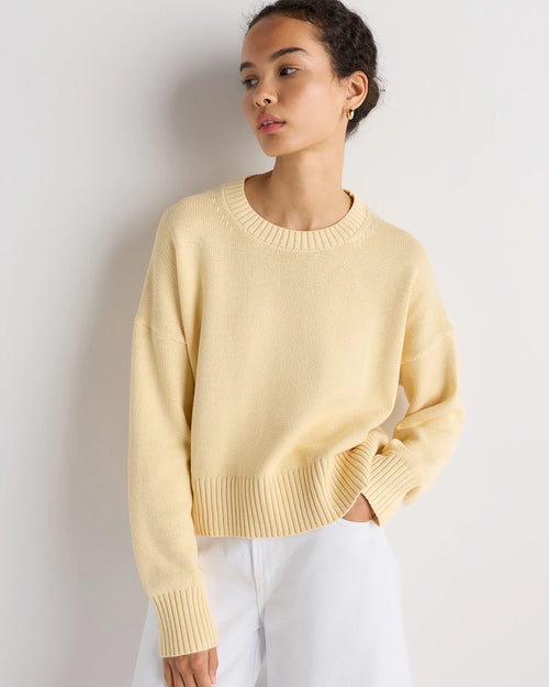 100% Organic Cotton Boyfriend Crew Sweater - XS / Buerre Yellow