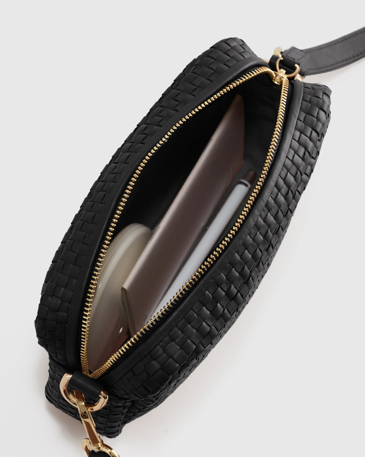Italian Leather Handwoven Crossbody - One Size / Cognac