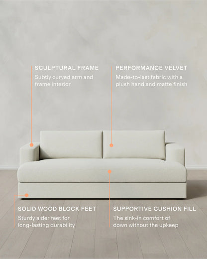Sierra Curved Arm Sofa in Performance Basketweave - 7ft / Flax