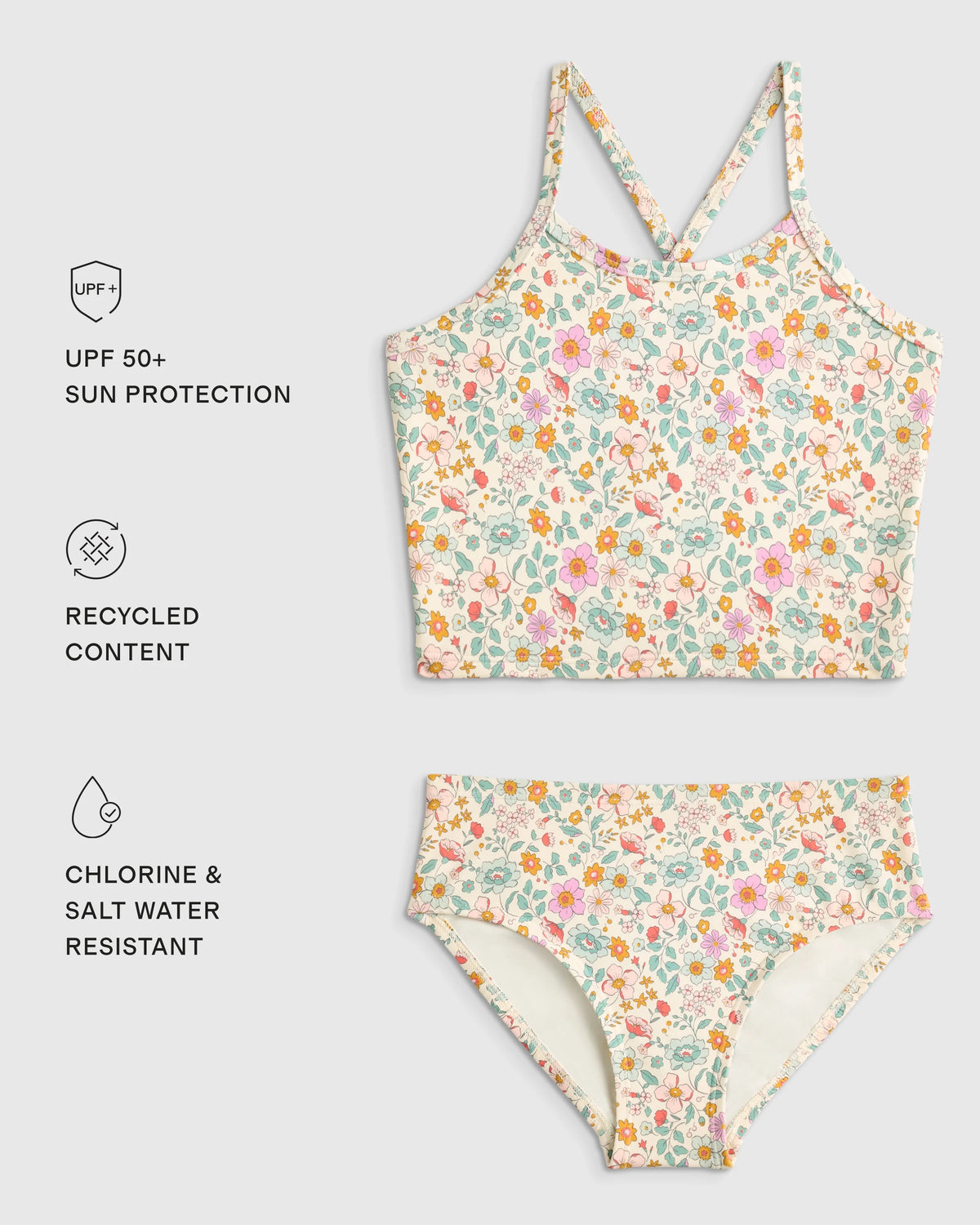 Tankini and Long Sleeve Raglan Rash Guard Set - 6 / Rainbow Stripe