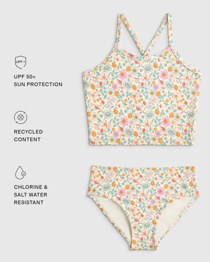 Tankini and Long Sleeve Raglan Rash Guard Set - 6 / Rainbow Stripe