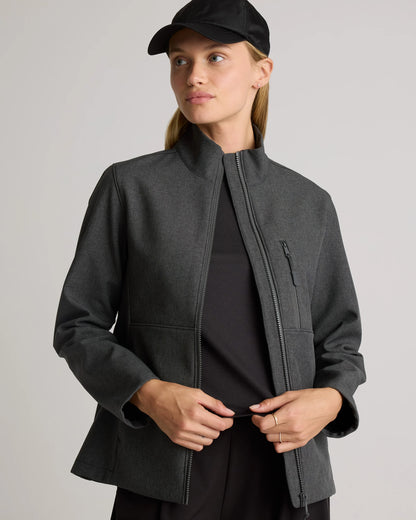 Softshell Fleece-Lined Full-Zip Jacket - XS / Heather Deep Navy
