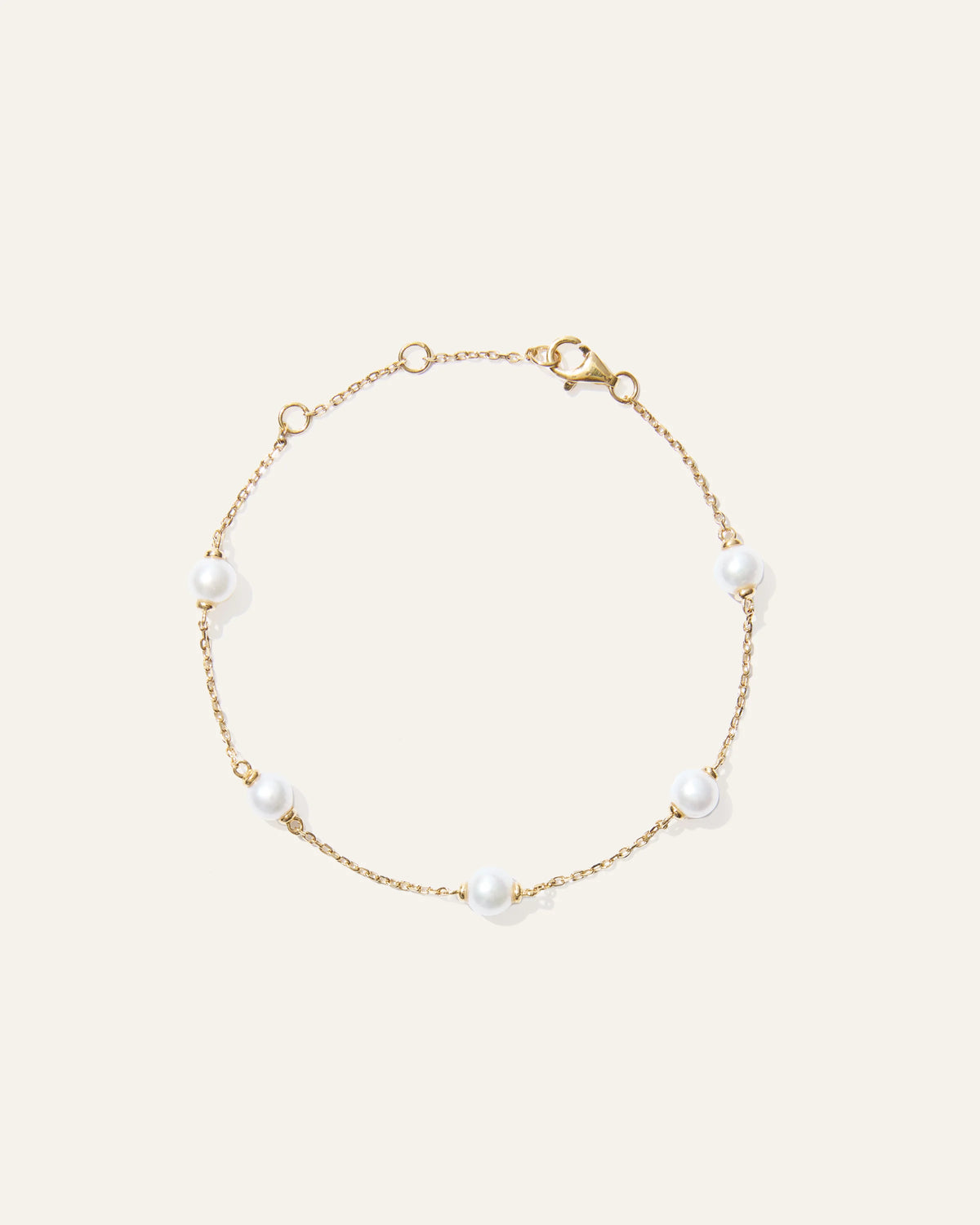 Freshwater Cultured Pearl Station Bracelet - One Size / Gold Vermeil