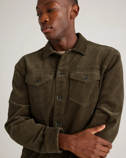 Organic Stretch Corduroy Trucker Jacket - S / Seaweed