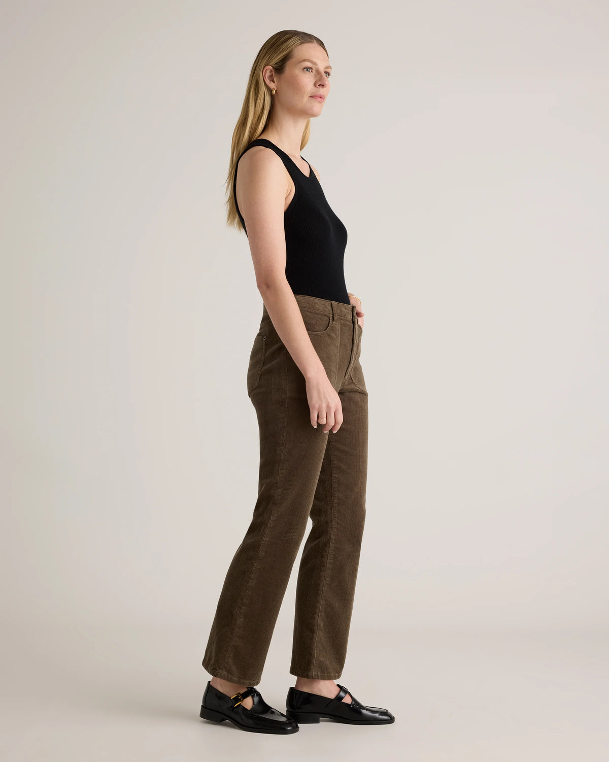 Organic Stretch Corduroy Flare Pants - 0 / Black