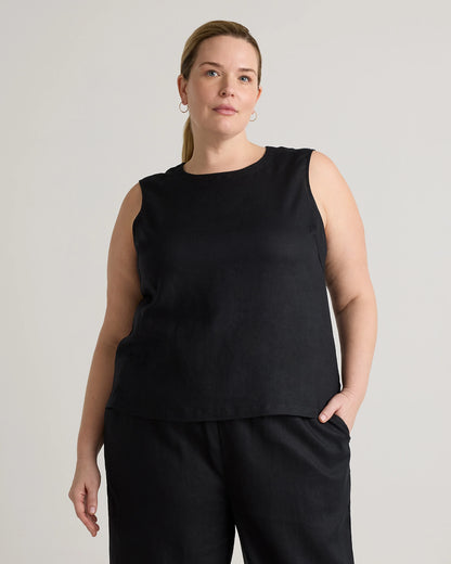 100% European Linen Tank - 1X / White