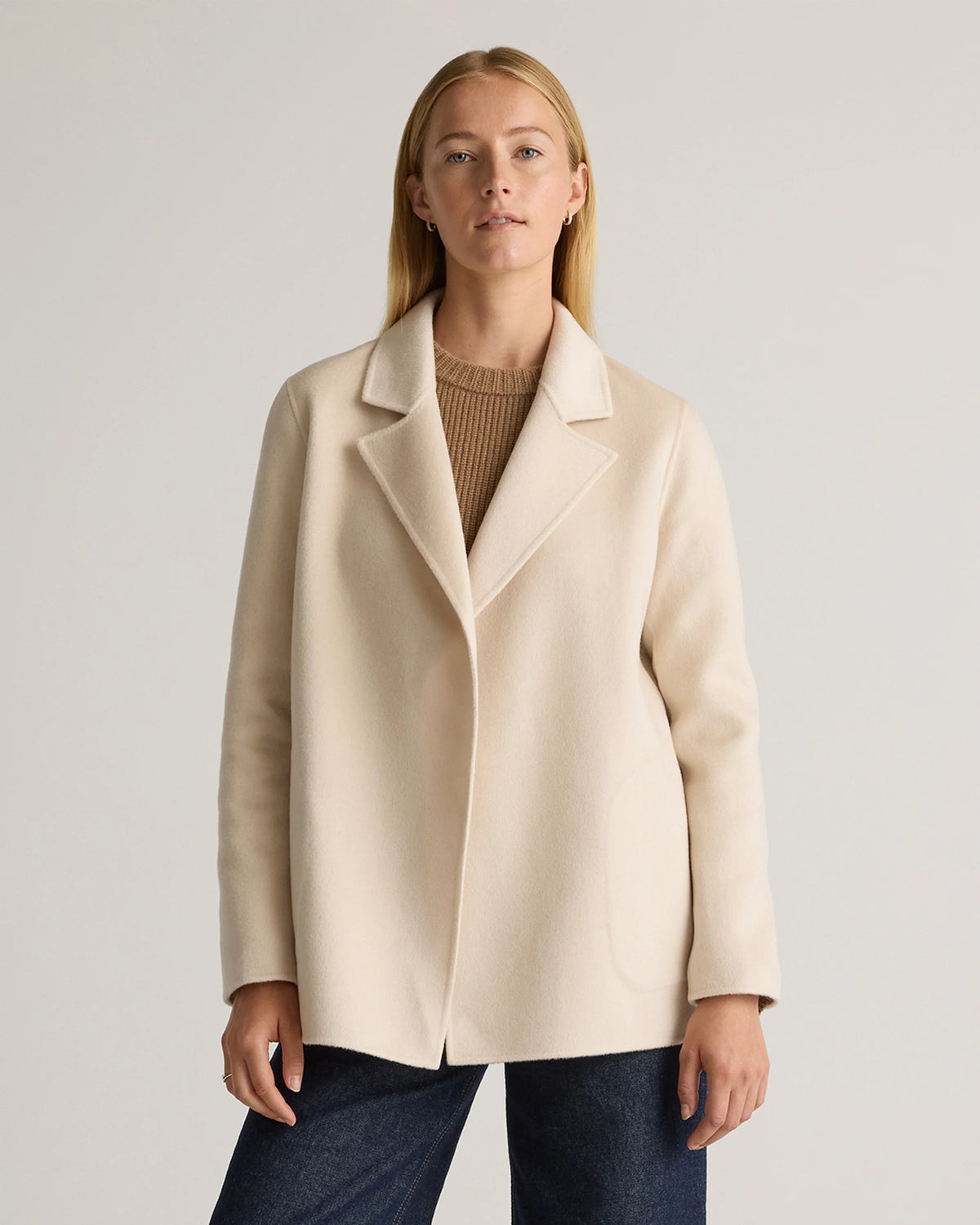 100% Mongolian Cashmere Double-Faced Open Blazer - XS / Camel