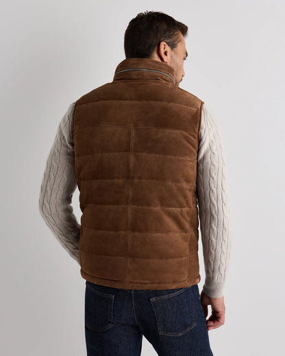 100% Suede Puffer Vest - S / Charcoal Black