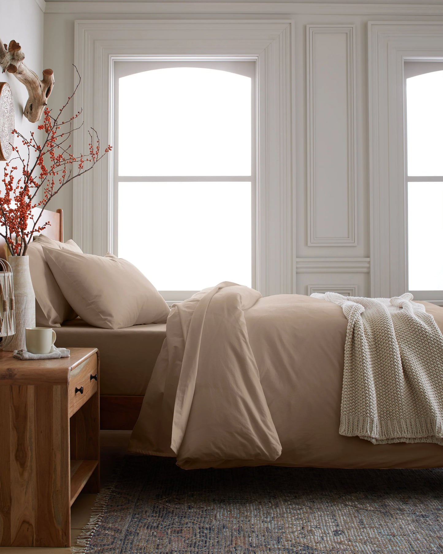 Organic Brushed Cotton Duvet Cover Set - Twin / Toffee