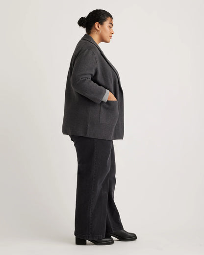 100% Organic Cotton Knit Blazer - 1X / Navy