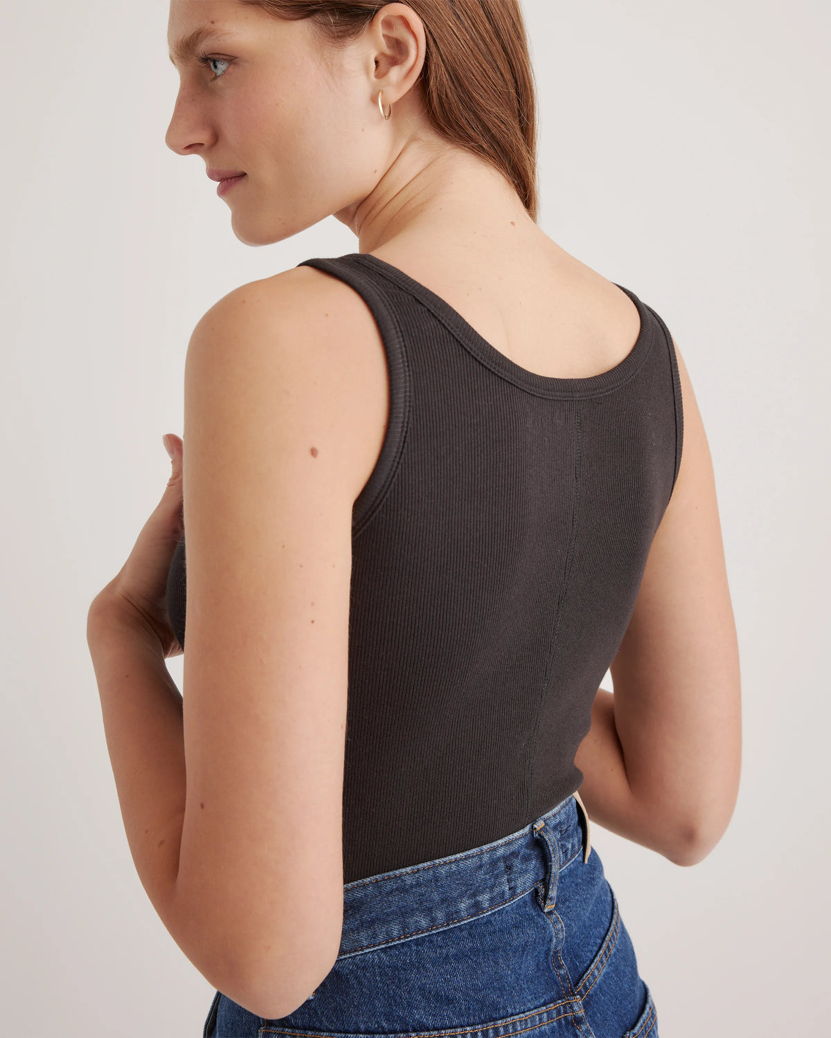 Organic Cotton Micro-Rib Scoop Neck Tank - XS / Moonstone Blue