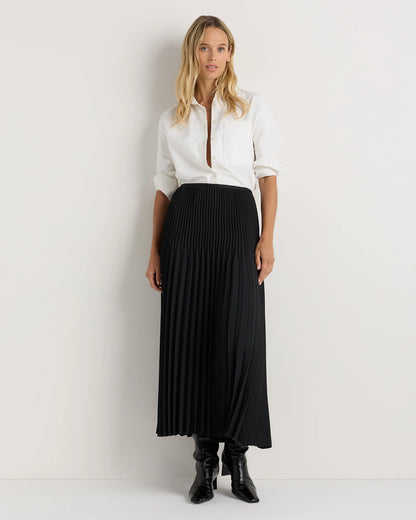 Pleated Matte Midi Skirt - XS / Coffee Bean Brown