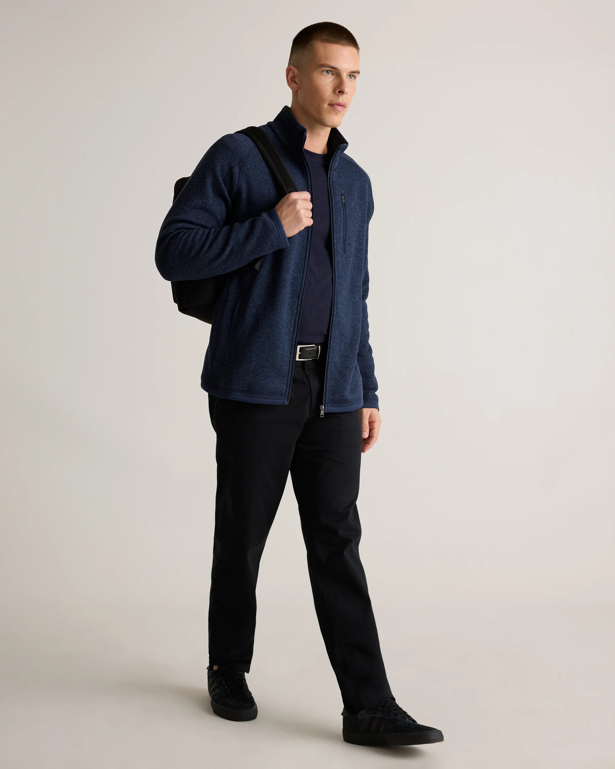 Sweater-Knit Fleece Full-Zip Jacket - XS / Heather Mineral Green