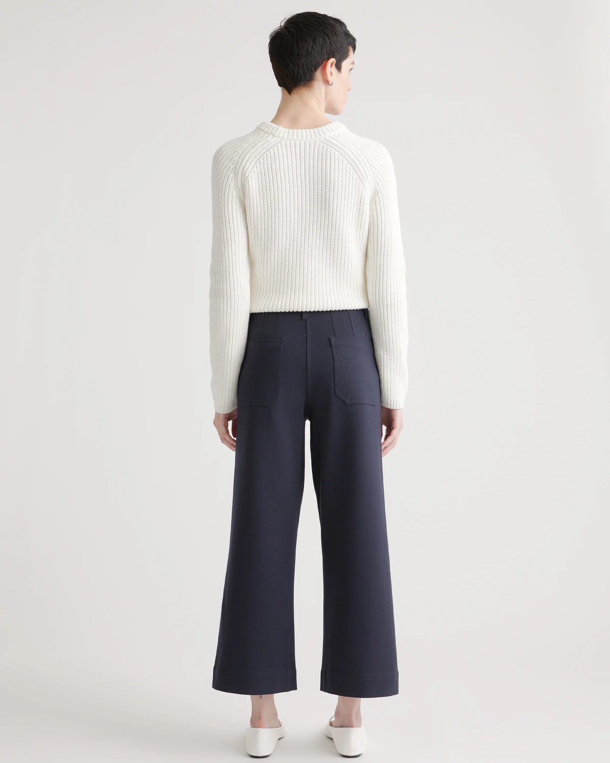 Ultra-Stretch Ponte Cropped Wide Leg Pant - 0 / Navy