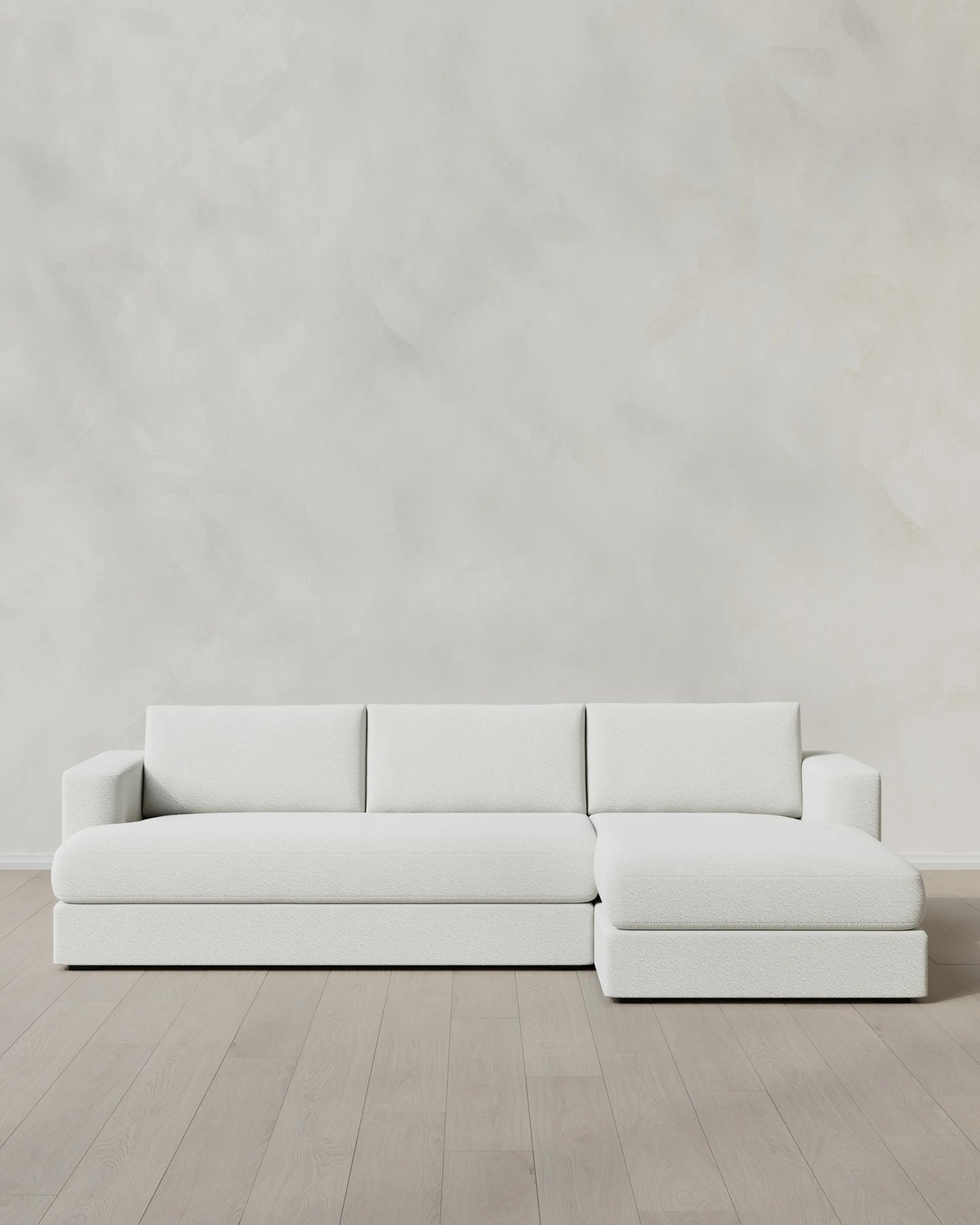 Sierra Curved Arm Chaise Sectional in Performance Boucle - Right Arm / Linen