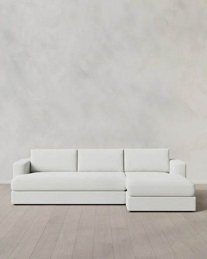 Sierra Curved Arm Chaise Sectional in Performance Boucle - Right Arm / Linen