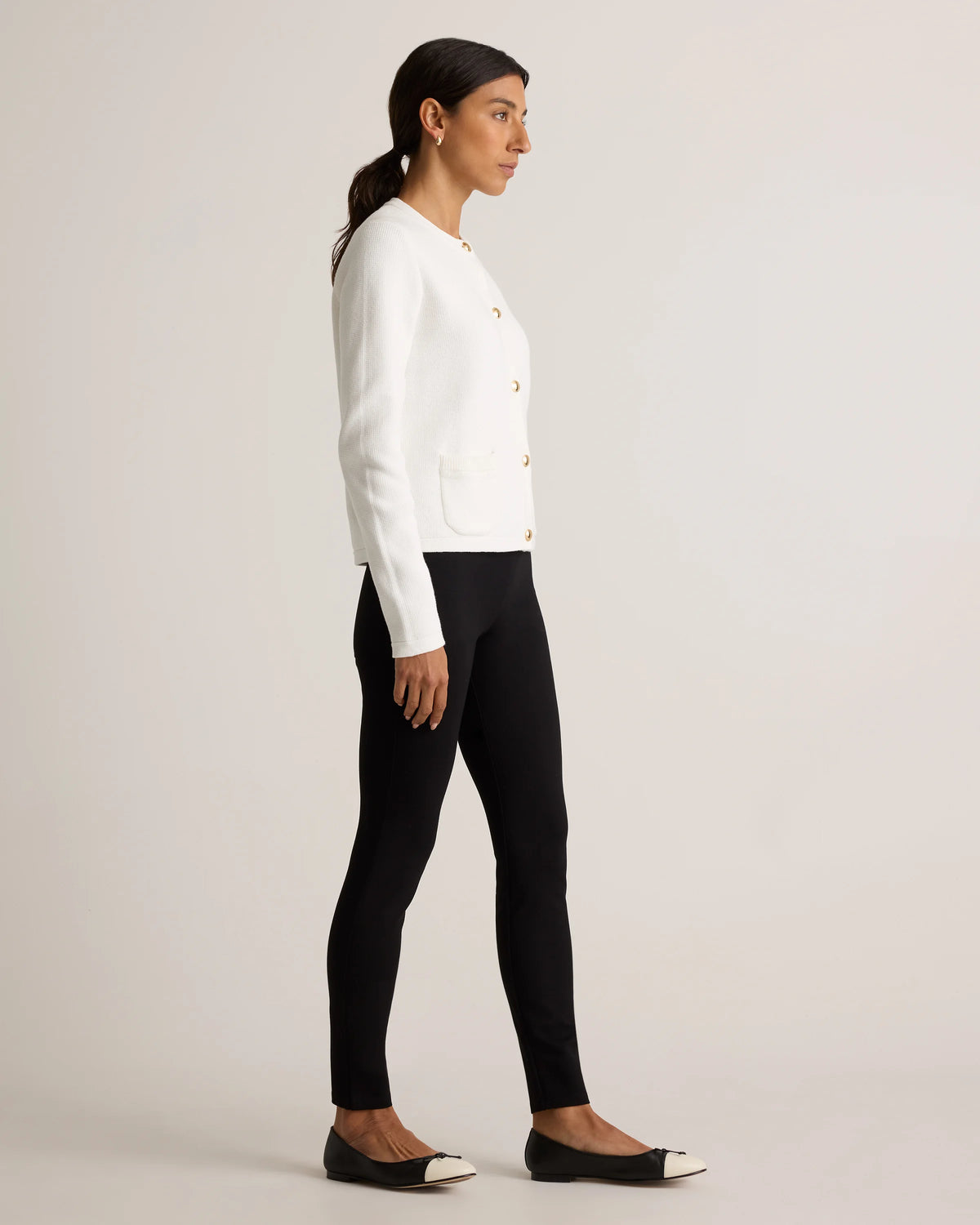 100% Organic Cotton Sweater Jacket - XS / Black/Ivory Colorblock