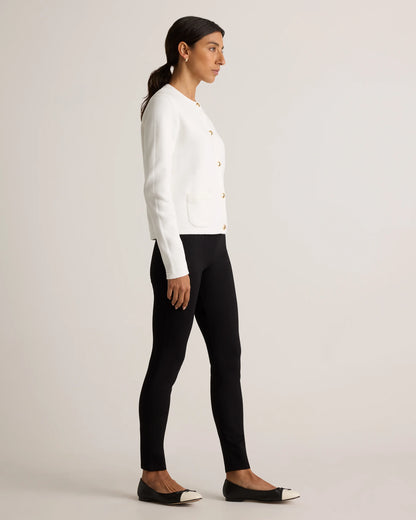 100% Organic Cotton Sweater Jacket - XS / Black/Ivory Colorblock