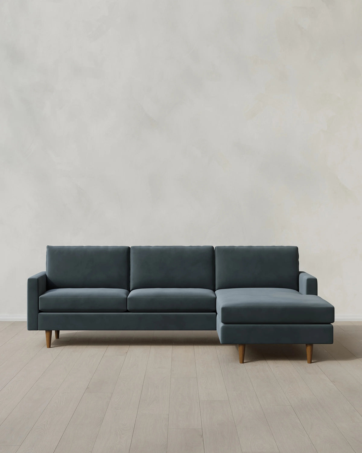Atlas Midcentury Chaise Sectional in Performance Velvet - 106" Right Arm / Pine