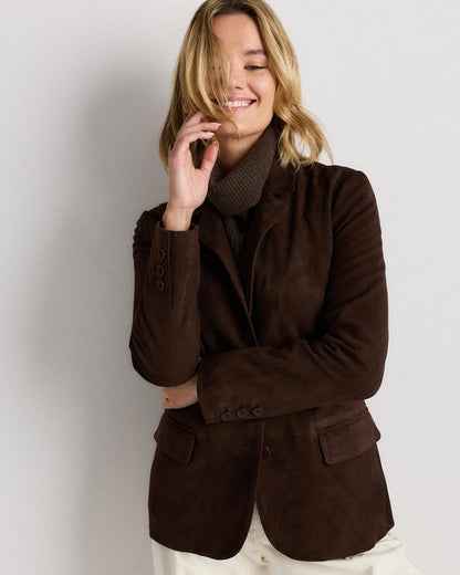 100% Suede Blazer - XS / Espresso Brown