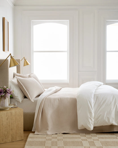 Organic Cotton Matelasse Coverlet Set - Twin / Sand