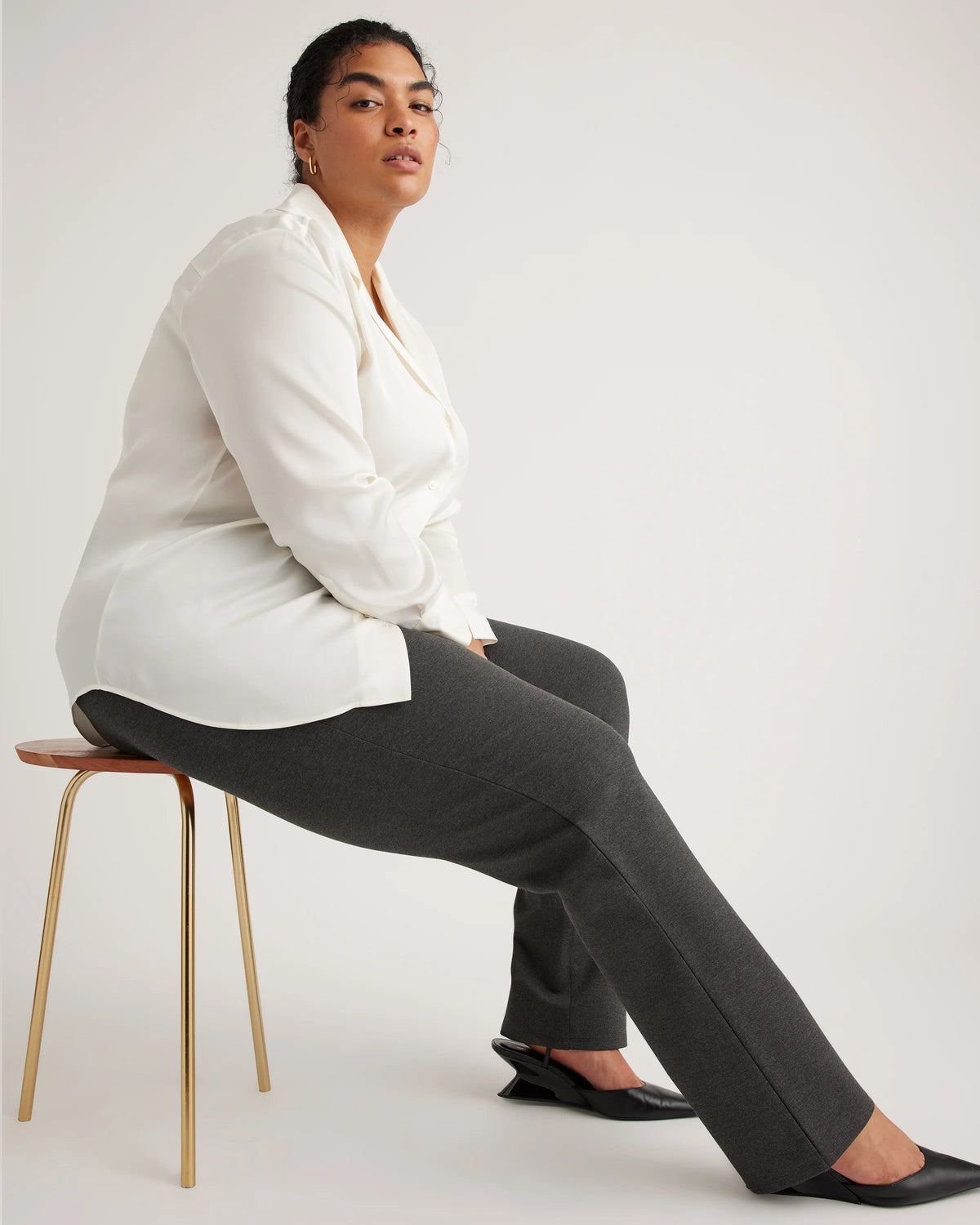 Ultra-Stretch Ponte Straight Leg Pants - 1X / Charcoal
