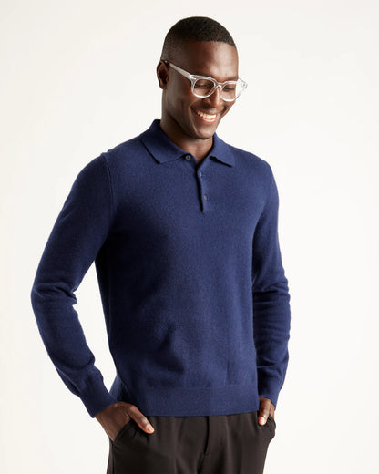 Mongolian Spring Cashmere Polo Sweater - S / Navy